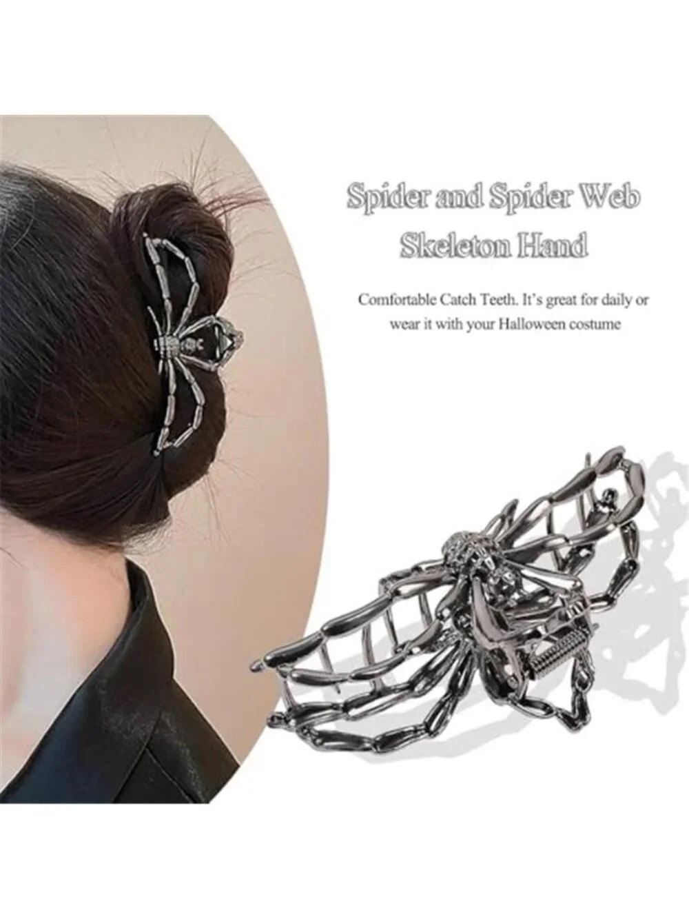 3PC Black Skull Skeleton Hand Hair Claw Clips